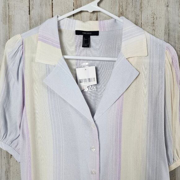 Forever 21 Rayon Short Sleeve Button Down Shirt Multicolored Size Small - Picture 4 of 9